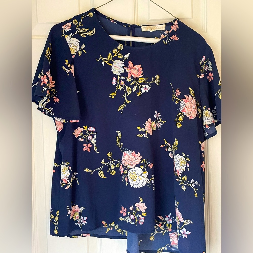 Navy Floral Blouse - Rewind- Size XL (Juniors)